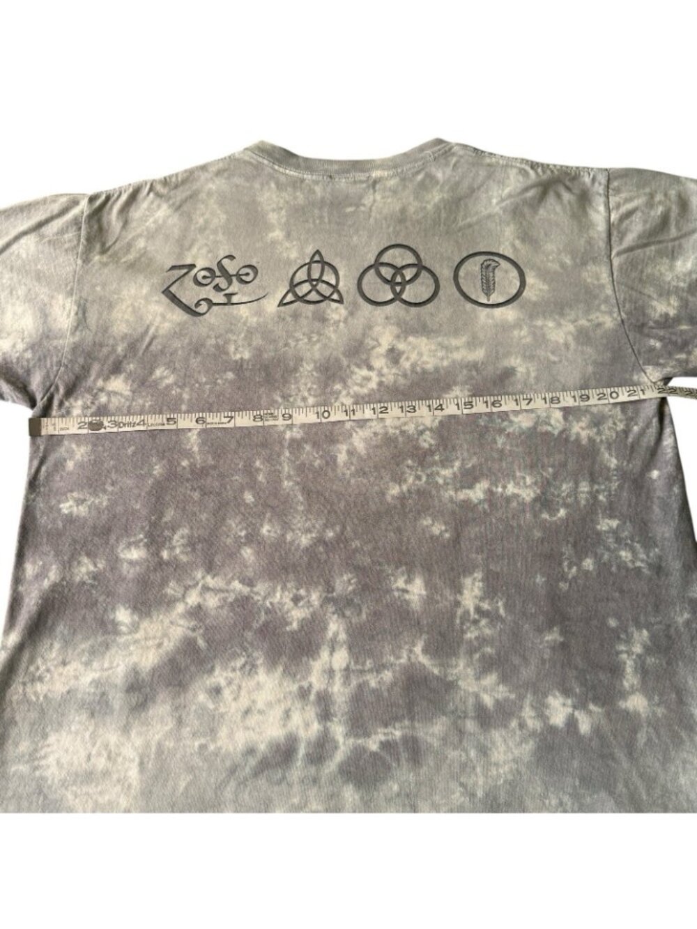 Vintage Liquid Blue Led-Zeppelin IV T-Shirt Man with Sticks Tie Dye Grey 1990s L - Picture 7 of 9